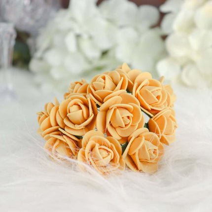 AliKopy 48 Real Touch Gold Foam Rose Buds with Stem for DIY Crafts