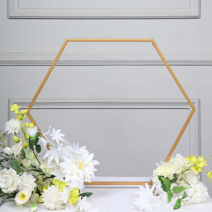AliKopy Hexagon Wedding Arch Centerpiece - 21" Self-Standing Gold Stan