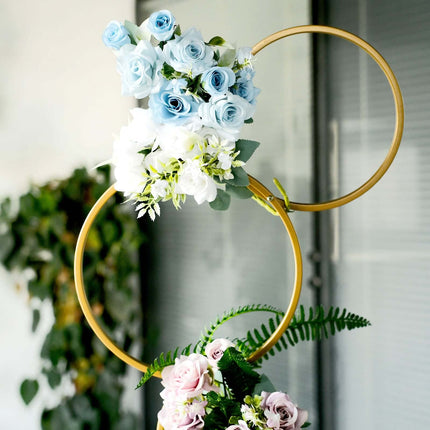 AliKopy 3ft Gold Metal Hoop Flower Stand - 4-Tier Wreath Centerpiece