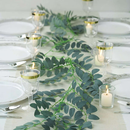 AliKopy 2 Pack 6ft Green Artificial Honey Locust Leaf Garland, Flexibl