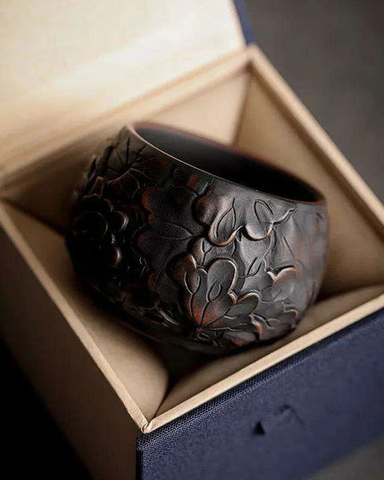 Lotus Blossom Pottery Teacup Set - Crafted for Kung Fu Tea Enthusiasts