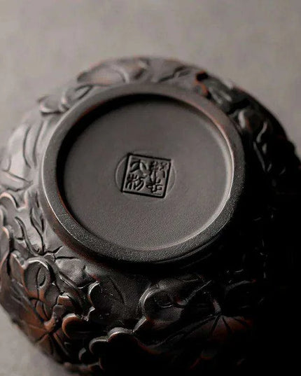 Lotus Blossom Pottery Teacup Set - Crafted for Kung Fu Tea Enthusiasts