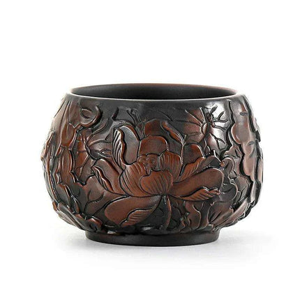 Lotus Blossom Pottery Teacup Set - Crafted for Kung Fu Tea Enthusiasts