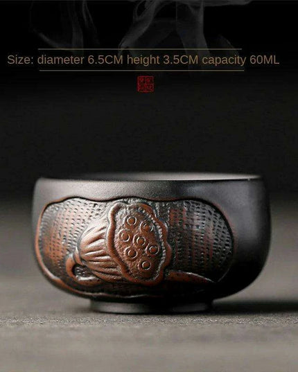 Lotus Blossom Pottery Teacup Set - Crafted for Kung Fu Tea Enthusiasts
