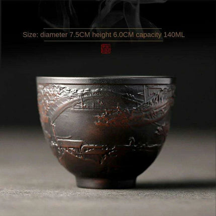 Lotus Blossom Pottery Teacup Set - Crafted for Kung Fu Tea Enthusiasts