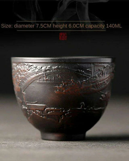 Lotus Blossom Pottery Teacup Set - Crafted for Kung Fu Tea Enthusiasts