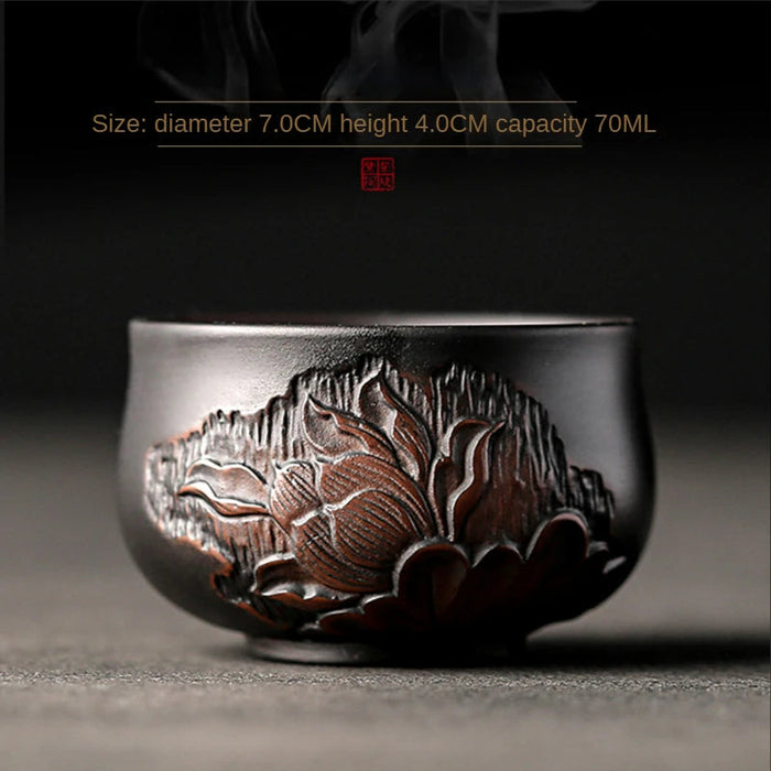 Elegant Lotus Pottery Teacup Set for Connoisseurs of Kung Fu Tea