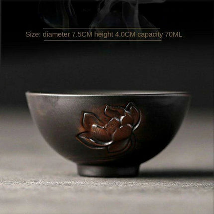 Lotus Blossom Pottery Teacup Set - Crafted for Kung Fu Tea Enthusiasts