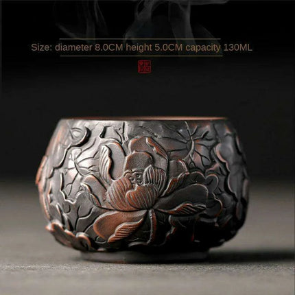 Lotus Blossom Pottery Teacup Set - Crafted for Kung Fu Tea Enthusiasts