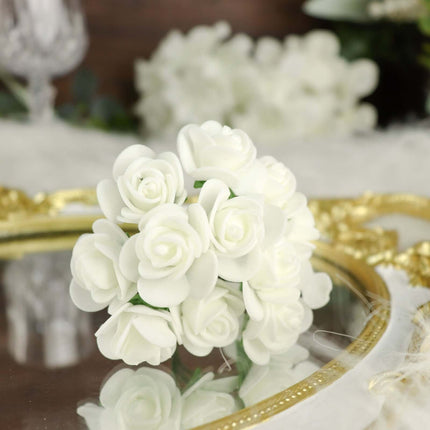 AliKopy 48 Ivory Real Touch Foam Roses - DIY Craft Flowers with Stems