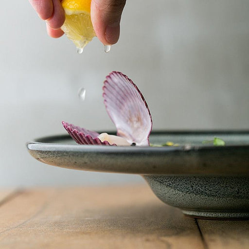 Elegant Japanese Ceramic Breakfast Plate with Charming Straw Hat Design