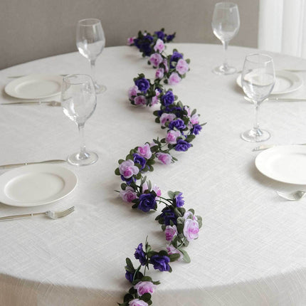 AliKopy 2-Pack 8ft Lavender Purple Silk Flower Garland, 45 Flower Head