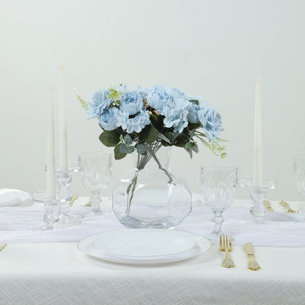 AliKopy 2 Pack 12" Light Blue Silk Rose & Peony Bouquets for Weddings