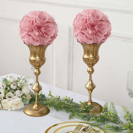 AliKopy 2 Pack 7" Mauve Artificial Silk Rose Kissing Ball - Elegant Dé