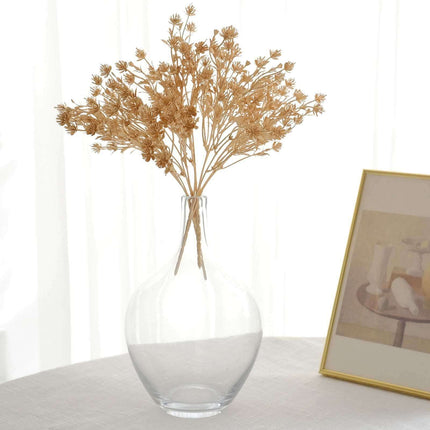 AliKopy 4-Pack Metallic Gold Baby's Breath Bouquets, 13" Event Decor