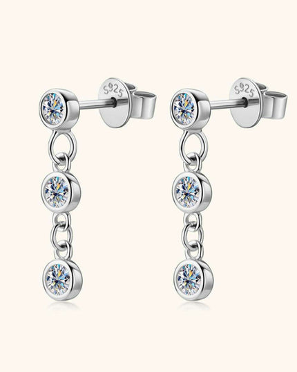 Radiant Moissanite Drop Earrings in Platinum-Plated Elegance - Timeless Jewelry Set with Warranty