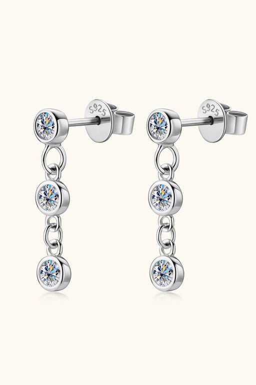 Platinum-Plated Moissanite Drop Earrings with Warranty - Stylish Jewelry Piece