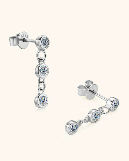 Radiant Moissanite Drop Earrings in Platinum-Plated Elegance - Timeless Jewelry Set with Warranty