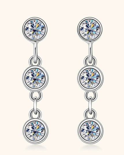 Radiant Moissanite Drop Earrings in Platinum-Plated Elegance - Timeless Jewelry Set with Warranty