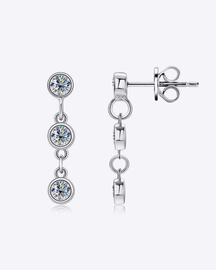Radiant Moissanite Drop Earrings in Platinum-Plated Elegance - Timeless Jewelry Set with Warranty