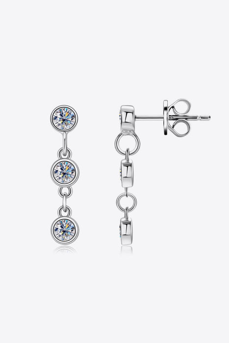 Platinum-Plated Moissanite Drop Earrings - Elegant Jewelry Set with Warranty