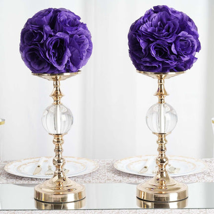 AliKopy 2 Pack 7" Purple Silk Rose Kissing Ball, Durable Faux Flowers