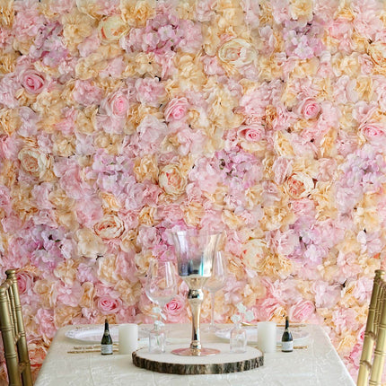 AliKopy 13 Sq Ft Pink Champagne UV Protected Flower Wall Mat - 4 Panel