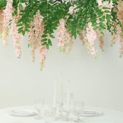 AliKopy 55" Blush Silk Wisteria Vine Canopy - Interchangeable Branches