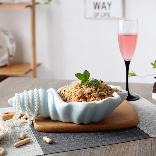Elegant Porcelain Conch Plate Set - Sophisticated Tableware
