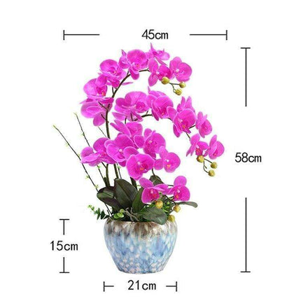Luxurious Purple Latex Orchid Arrangement in Elegant Ceramic Pot for Home Decor