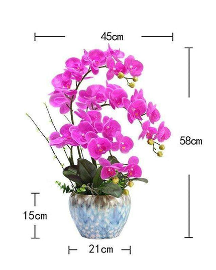 Luxurious Purple Latex Orchid Arrangement in Elegant Ceramic Pot for Home Decor