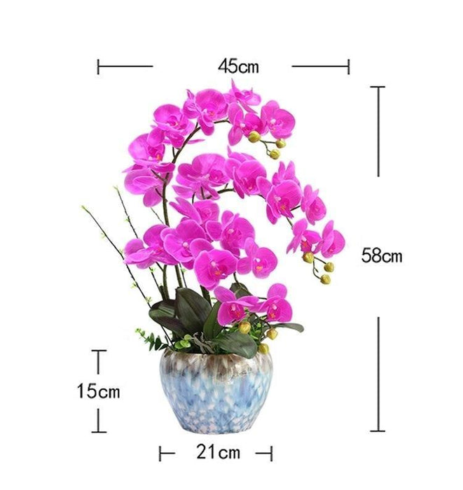 Purple Latex Orchid Display in Ceramic Pot for Elegant Home Decor