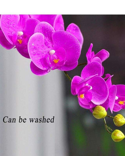 Luxurious Purple Latex Orchid Arrangement in Elegant Ceramic Pot for Home Decor