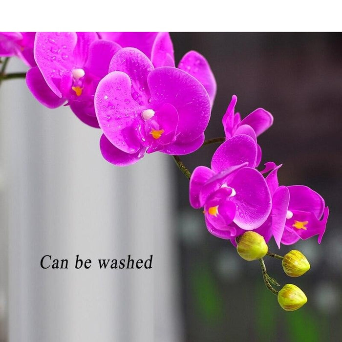 Purple Latex Orchid Display in Ceramic Pot for Elegant Home Decor