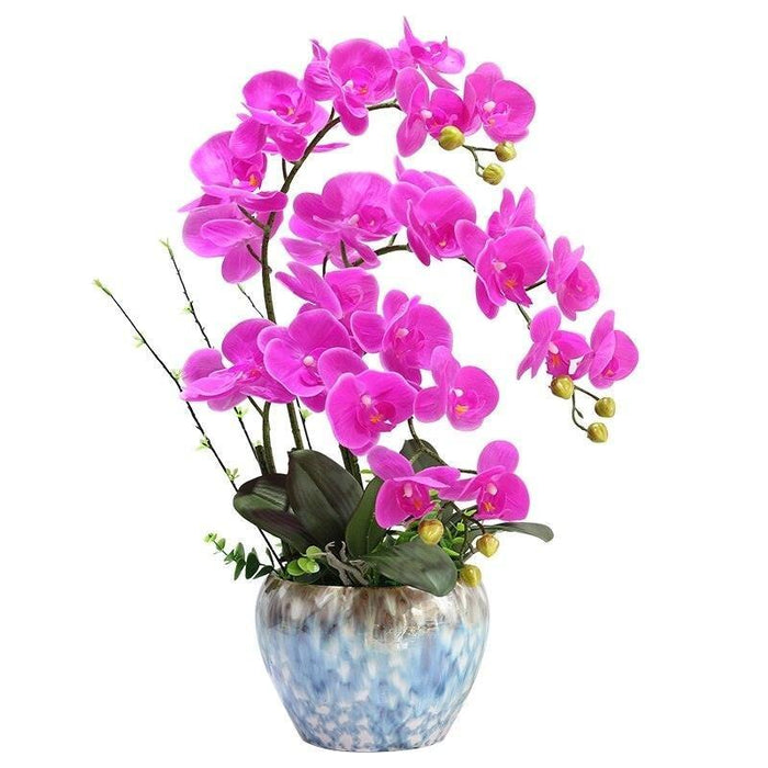 Elegant Purple Latex Orchid Flower Arrangement in Ceramic Pot