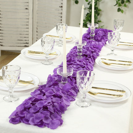 AliKopy 500-Pack Purple Silk Rose Petals - Round Design, Table Decor