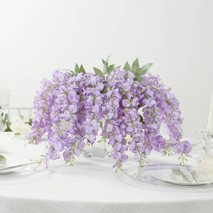 AliKopy 6 Pack Purple Silk Wisteria Vines - 21" Long, Lifelike Design
