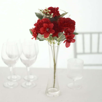AliKopy 3 Pack 14" Red Silk Carnation Faux Flower Arrangements, Long-L