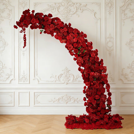 AliKopy Red Floral Backdrop for 8ft Wedding Arch – Foam-Backed Design
