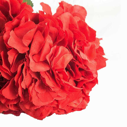 AliKopy 5 Bushes Red Artificial Silk Hydrangea Bouquets, Realistic Des