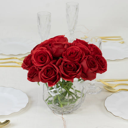 AliKopy 10 Pcs 12" Red Artificial Silk Roses - Realistic & Durable