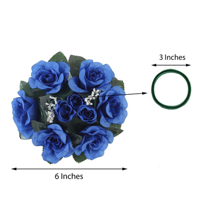 AliKopy 4 Pack Royal Blue Silk Rose Candle Ring Wreaths - Elegant Deco