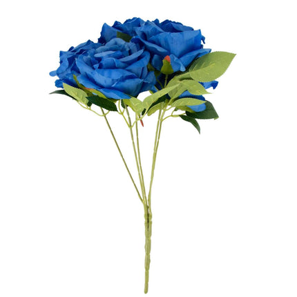 AliKopy 17" Royal Blue Silk Jumbo Rose Bouquet - Premium Quality, Wedd