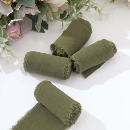 AliKopy 2 Pack Dusty Sage Green Silk-Like Chiffon Ribbon, 6 Yards Each
