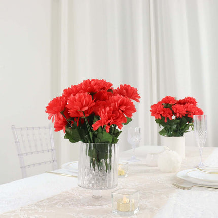 AliKopy 12 Red Artificial Silk Chrysanthemum Flower Bouquets - Lifesiz