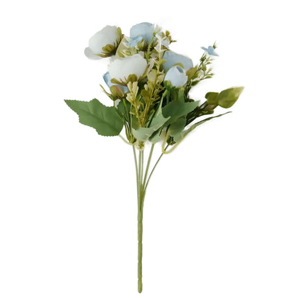 AliKopy 4 Pack 12" Artificial Dusty Blue Ranunculus Bridal Bouquets, R