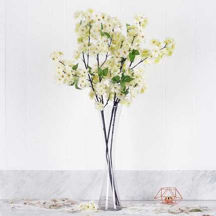 AliKopy 40" Tall Cream Silk Cherry Blossom Flowers - 4 Bushes, Realist