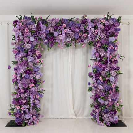 AliKopy 8ftx8ft Lavender Flower Backdrop - Silk Roses & Hydrangeas