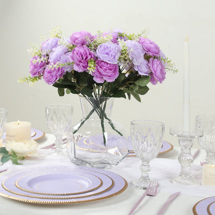 AliKopy 2-Pack 14" Lavender Silk Peony Bouquet – Lifelike Floral Decor