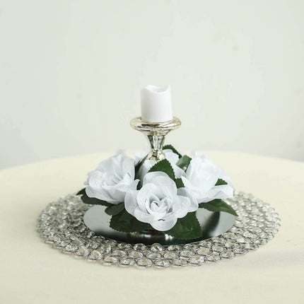 AliKopy 4 Pack 3" White Silk Rose Flower Candle Rings - Elegant Decor